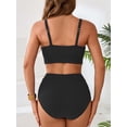 thumbnail image 5 of Sociala Ribbed High Waisted Bikini Sets for Womens Scoop Neck Wide Straps Bathing Suit, 5 of 6