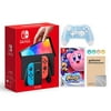 Nintendo Switch OLED Neon Red Blue, Kirby Star Allies, Mytrix Controller & Accessories