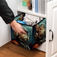 thumbnail image 5 of Cat Retro Foldable Clothes Storage Baskets with Handle - 10.8"x10.5"x10.6" Large Capacity Storage Cubes Organizer Bins, 5 of 6