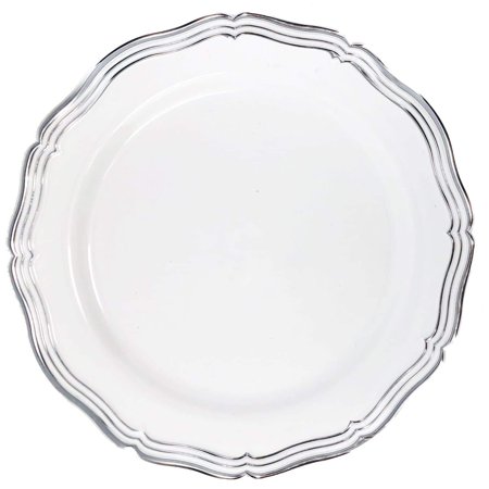 

Aristocrat Collections 10.25 Dinner Plates White & Silver: Qty 200