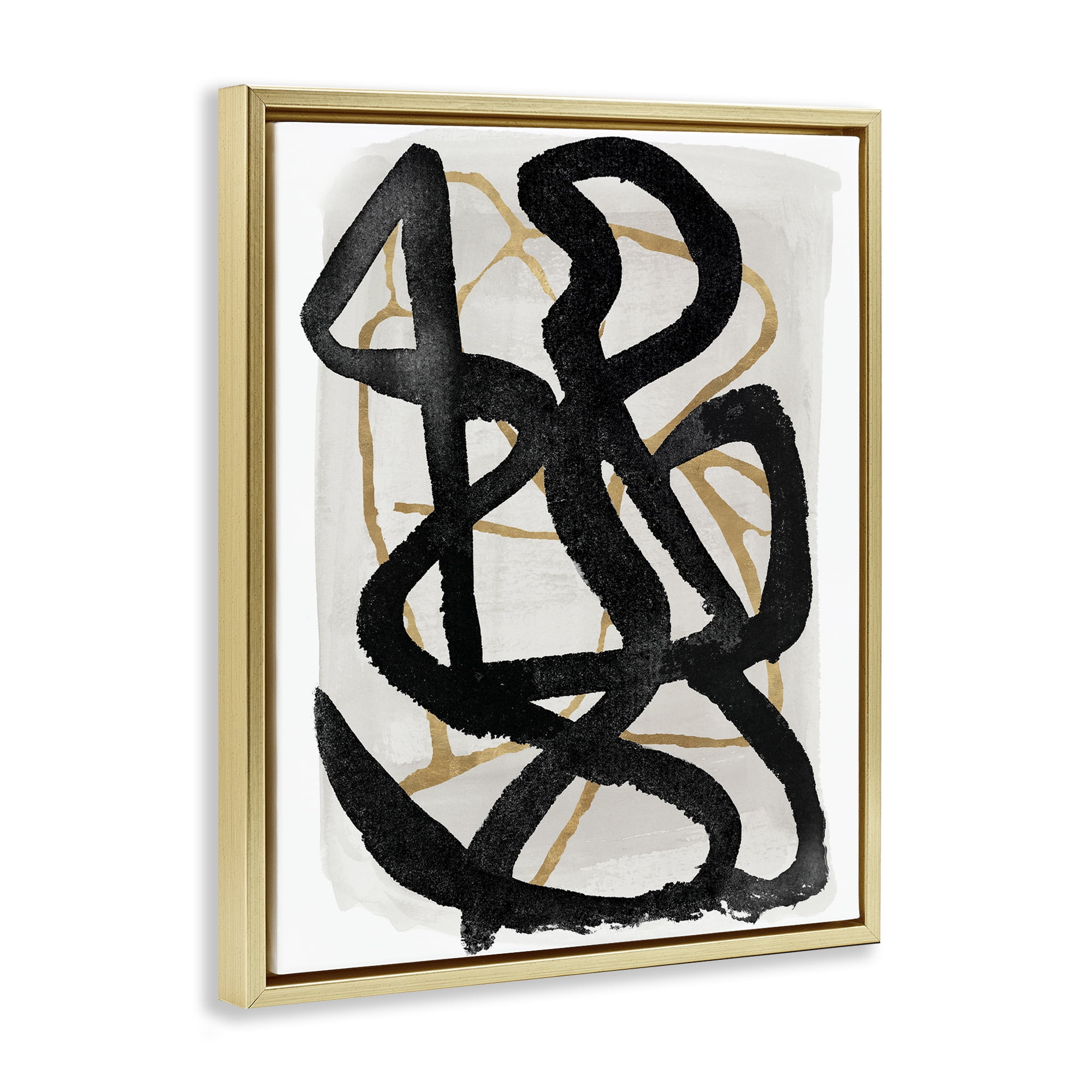 Stupell Industries Hindsight Black & Beige Gold Framed Floater Canvas Wall Art, design by Lucille Price