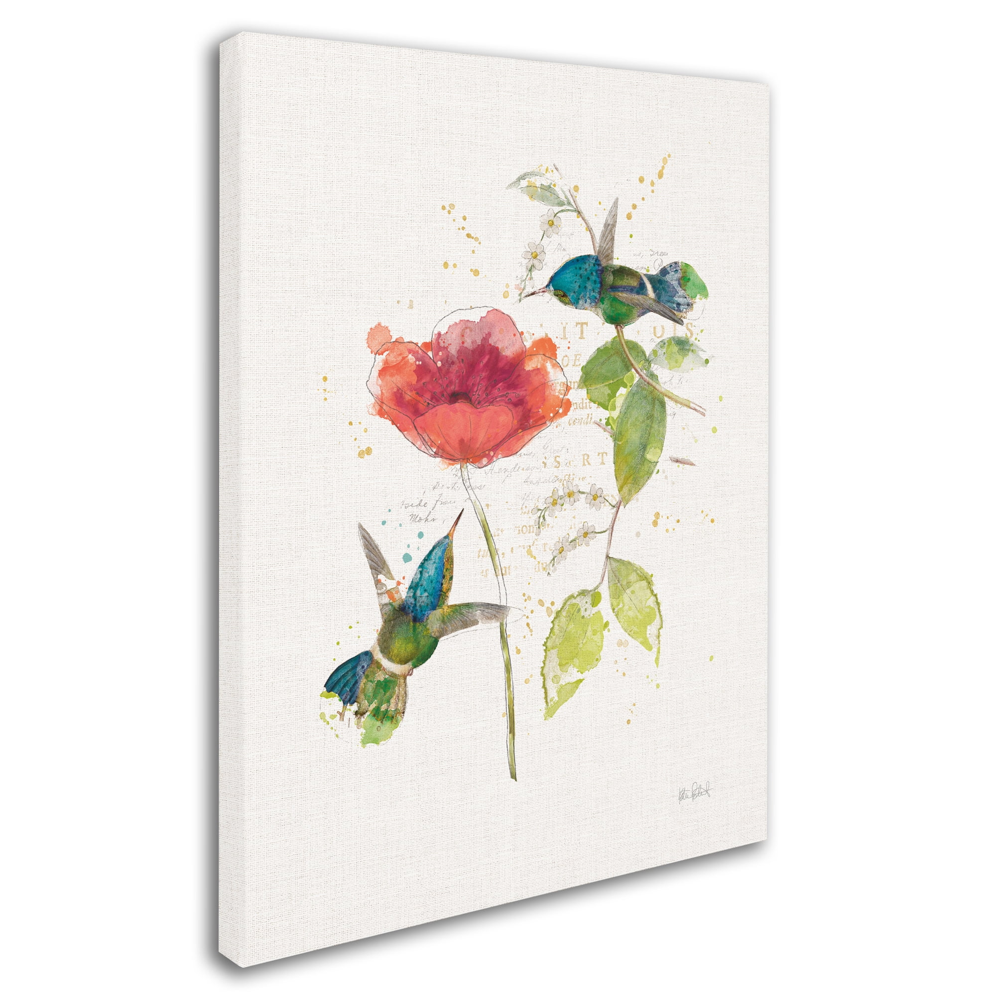 Trademark Fine Art 'Teal Hummingbirds II Flower' Canvas Art by Katie Pertiet