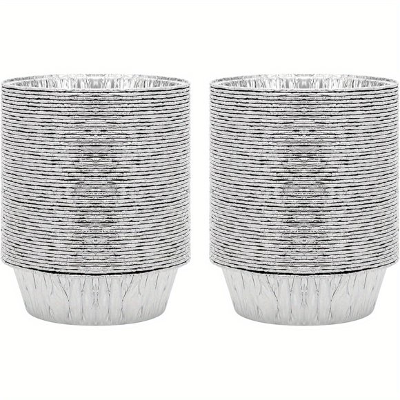 LOVEVER 100 Pack Mini Individual Pot Pie Pans - 5 Inch Round Disposable Aluminum Tins for Thanksgiving Catering Baking & Small Business - Durable Easy Cleanup Uniform Size for Consist