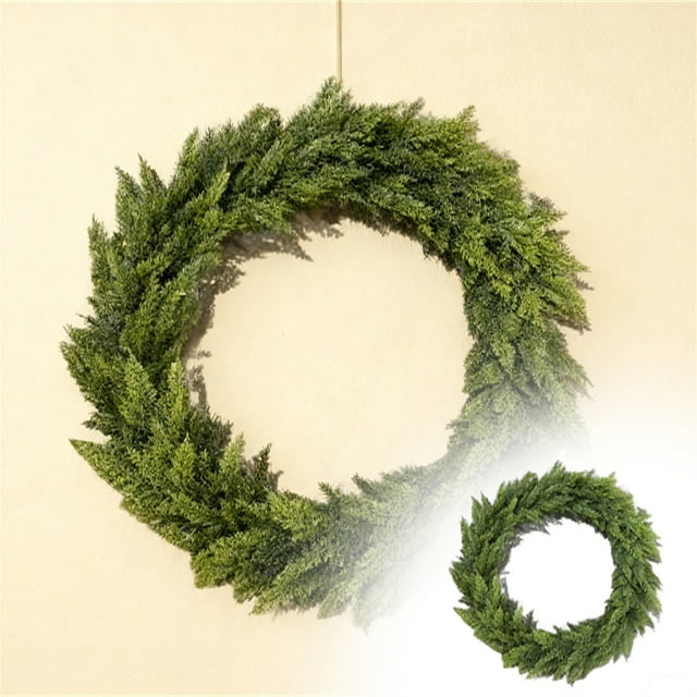 Boxwood Wreath for Front Door Year Round Decoration with Realistic Greenery and Full