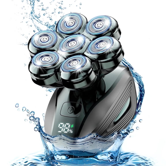 Nogroa Head Shavers for Bald Men, 7D Electric Razor, Cordless Rechargeable Wet/Dry IPX7 Waterproof Hair Beard Trimmer with Rotary Blades & Brush, LED Display, Grooming Shaving Kit Gift for Men