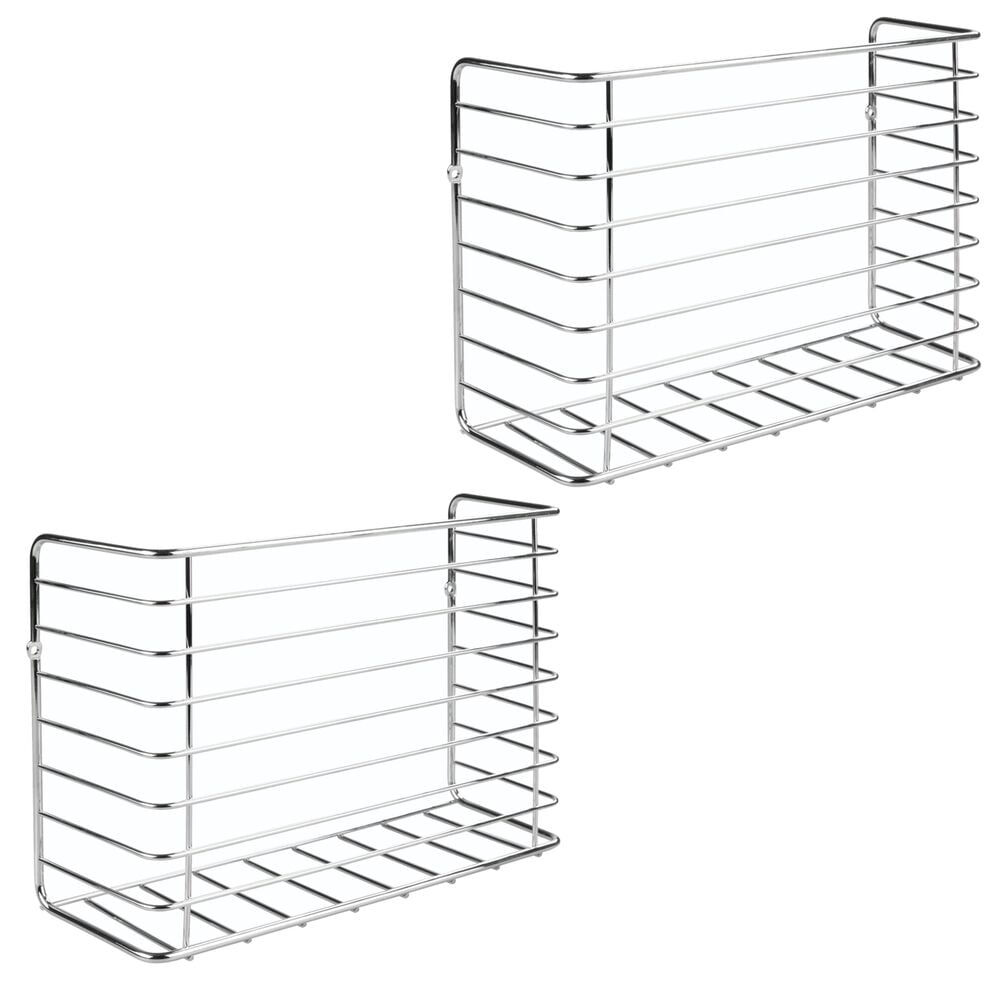 mDesign Metal Wall & Door Mount Kitchen Storage Basket, 2 Pack
