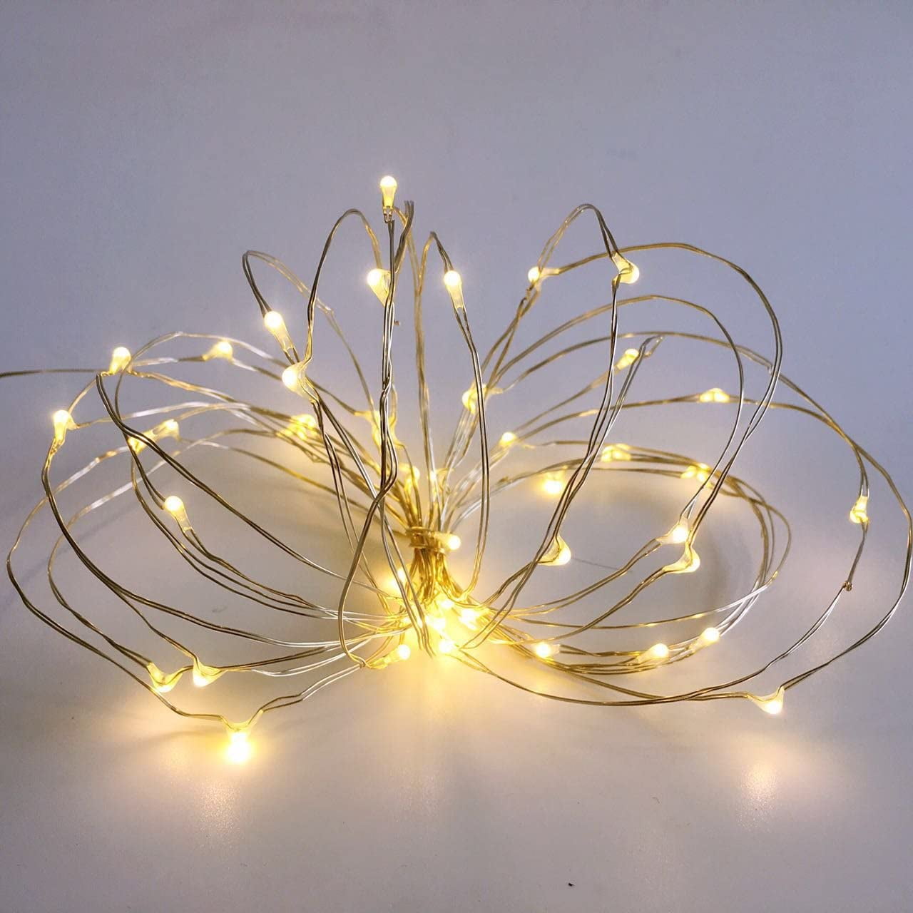 Tiny Lites Silver Wire Indoor and Outdoor LED Light String 9.8-Feet Warm White 