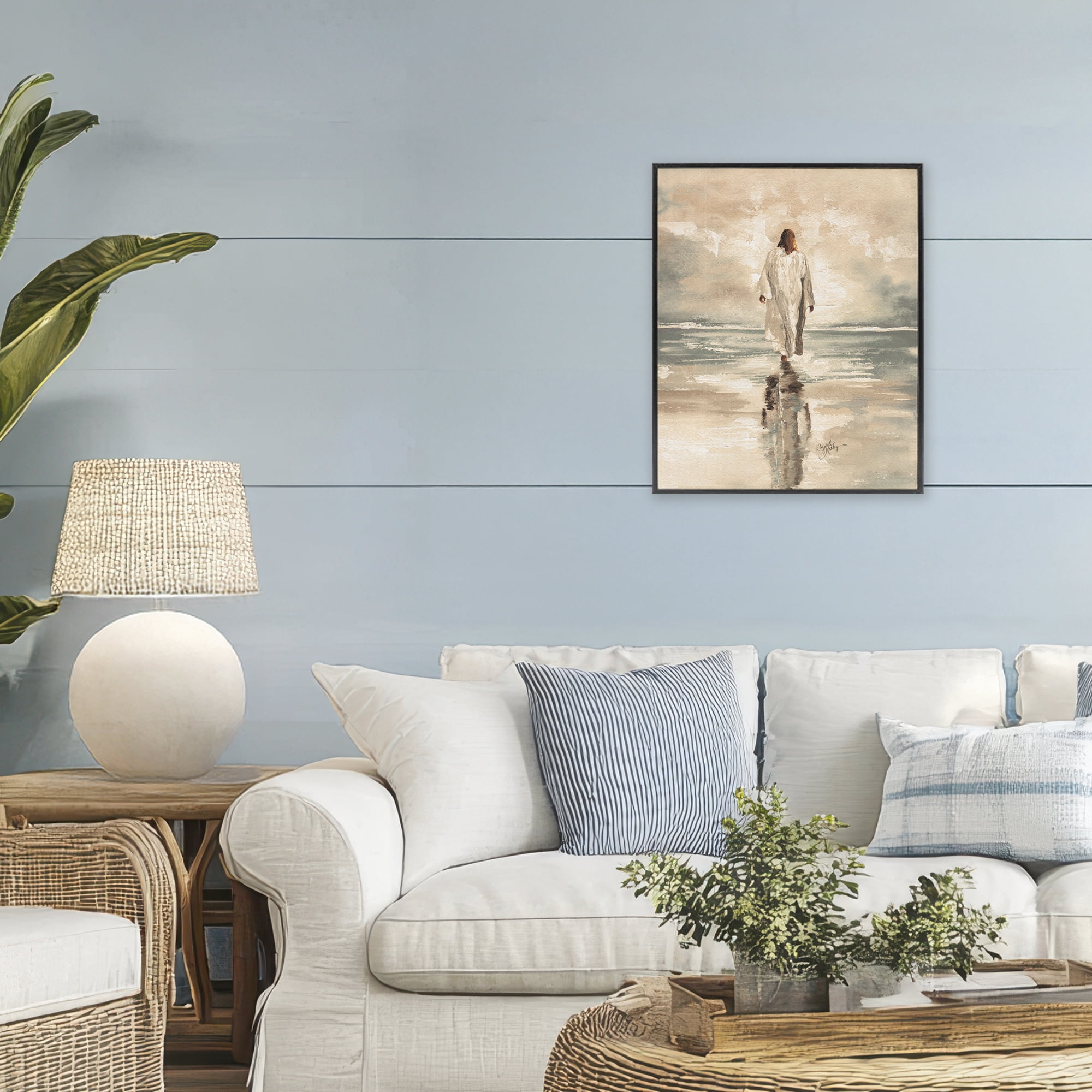 Stupell Industries Jesus Calms The Sea Black Framed Giclee Art, design by Elizabeth Medley