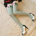 thumbnail image 6 of Yokua Cute Strawberry Bows Thigh High Socks for Women Stretch Striped Long Stockings, 6 of 21