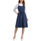 thumbnail image 2 of Vestido de mezclilla midi para mujer sin mangas con escote corazón, espalda cruzada, corte A, con cinturón, vestido de jean XS azul oscuro, 2 of 6