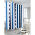 thumbnail image 3 of Shower Curtain Ocean Shark Stripes Bathroom Curtains with Hooks, Waterproof Fabric Blue White Striped Bath Shower Curtains Set for Bathroom Bathtubs Decor 36x72 Inch, 3 of 8
