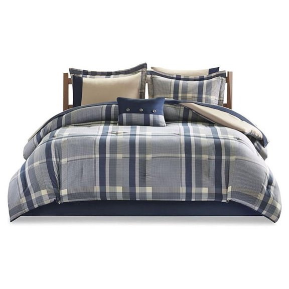 Pemberly Row 9-piece Microfiber Comforter with Sheet Set in Navy