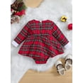 thumbnail image 3 of xiaxaixu Barboteuse de Noël pour Bébé Filles Robe à Carreaux Manches Longues Col Rond Combinaison avec Nœud, 3 of 8