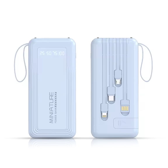Power Bank Pila Batería Recargable Kimhi Carga Rapida 20,000mah Portatil Con 4 Cables 1 Puerto Usb Cargador Para Celular Tablet Banco De Energia Con Pantalla Led Y Linterna