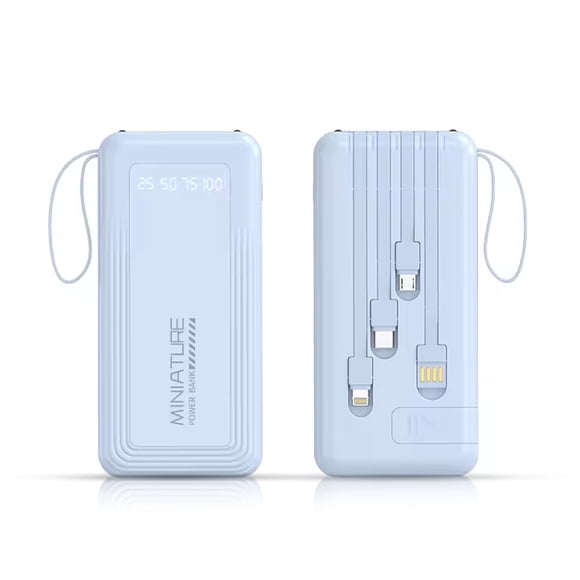Power Bank Pila Batería Recargable Kimhi Carga Rapida 20,000mah Portatil Con 4 Cables 1 Puerto Usb Cargador Para Celular Tablet Banco De Energia Con Pantalla Led Y Linterna