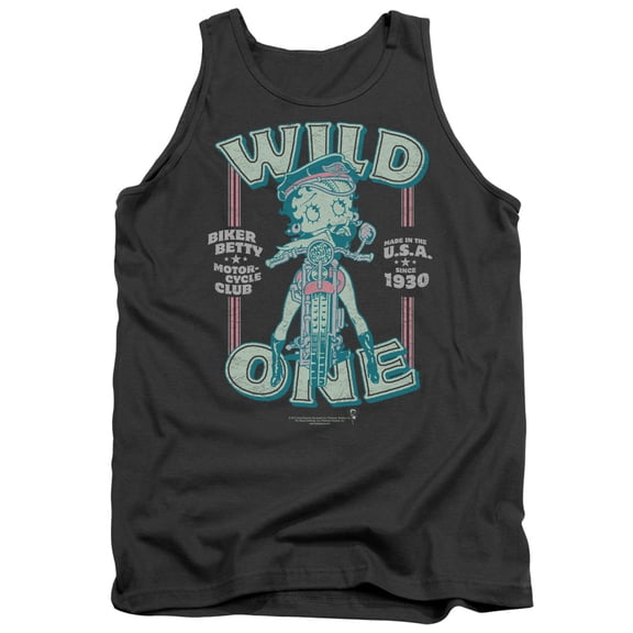 Betty Boop Wild One Adult Tank Top Charcoal