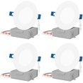 thumbnail image 1 of LED Recessed Low Profile Slim Panel Light with Junction Box, Air Tight, 4 inch, 9W, 550 Lumens, 5000K Daylight White, CRI80+, Dimmable, cETLus - Listed - 4 Packs, 1 of 5