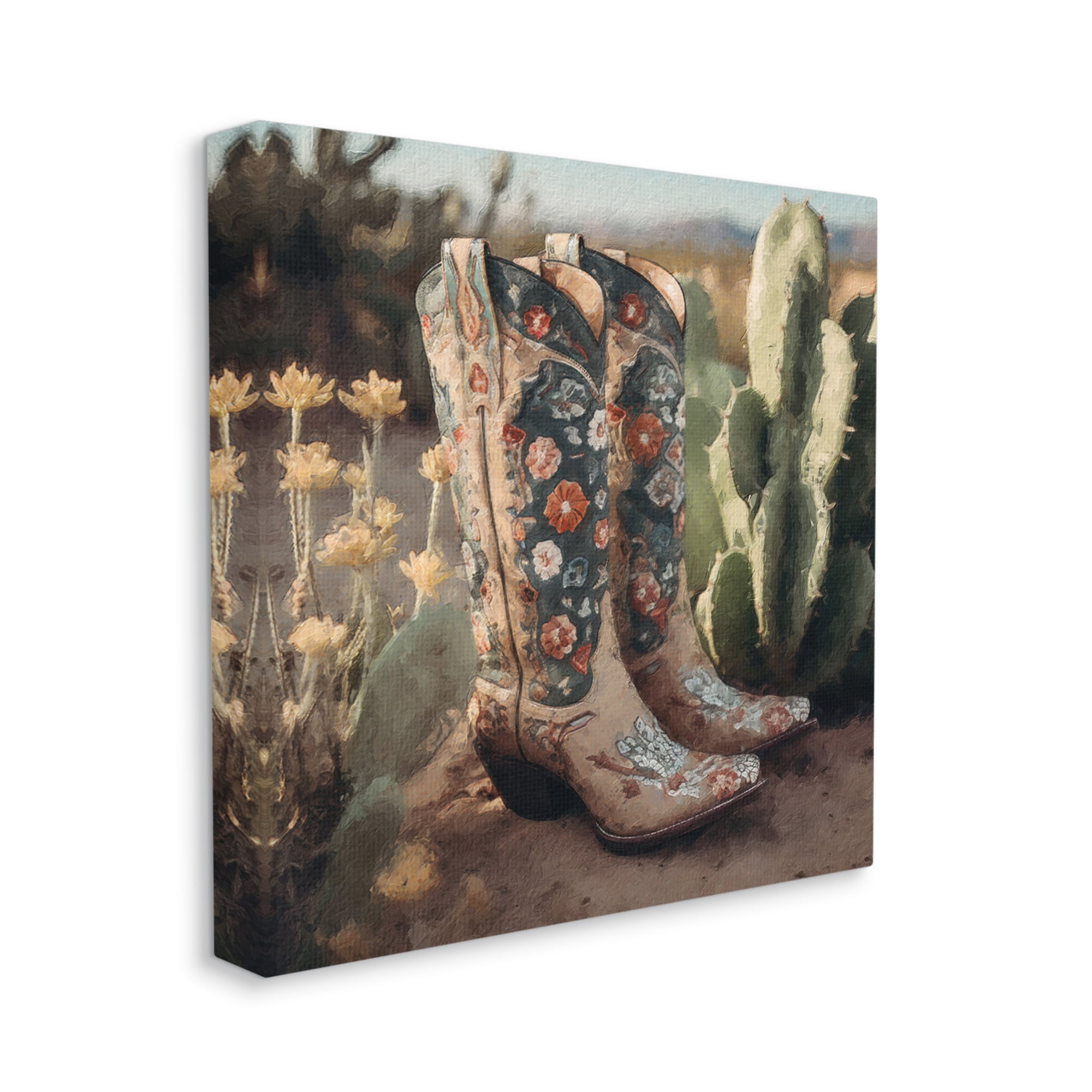 Stupell Industries Cowgirl Boots Landscape Beauty & Fashion Painting Gallery Wrapped Canvas Print Wall Art, 24 x 24