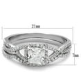 thumbnail image 2 of Luxe Jewelry Designs 2-Piece Women's Sterling Silver Wedding Ring Set with Square Cubic Zirconia,, 2 of 4