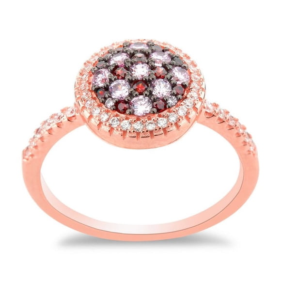 TheJewelryHut Bague Ronde en Argent Sterling avec Pavé Micro Rose