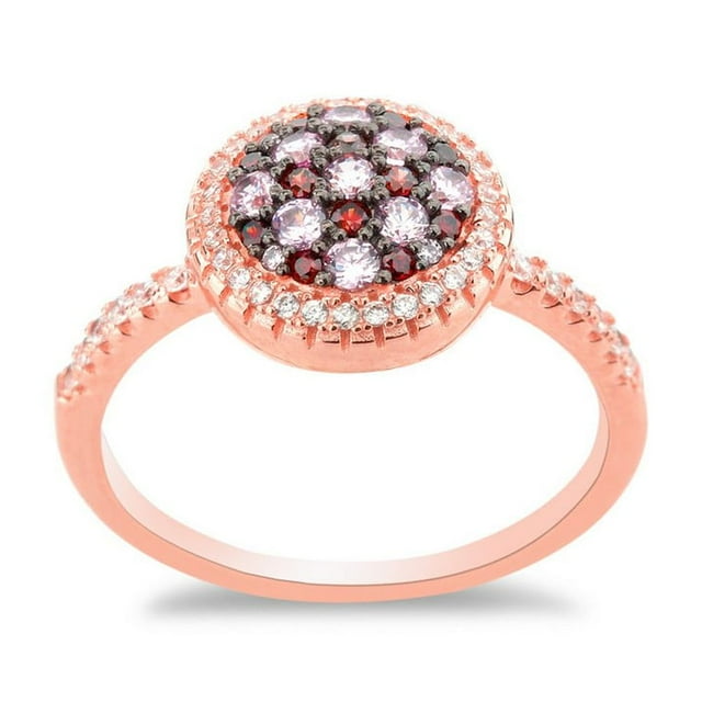 TheJewelryHut Bague Ronde en Argent Sterling avec Pavé Micro Rose