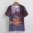 thumbnail image 3 of Christmas Snowman Snow House Women's T-Shirt Short Sleeve T Shirts Tops Tee Ladies Loose T, 3 of 6