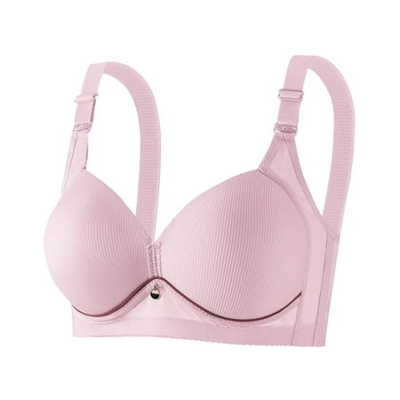 REORIAFEE Bras for Women Pack Gathered Together No Wire Bras Striped Adjustable Straps Brassiere Breathable Spaghetti Straps Comfy Corset Underwear Classic Comfortable Support Lingerie Hot Pink XXL