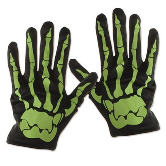 Beistle Club Pack of 12 Unisex Nite-Glo Skeleton Halloween Gloves - One Size