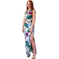 thumbnail image 2 of Floral Print Cut Out Waist Side Slit Crochet Tie Back Maxi Dress Gown, 2 of 3