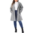 thumbnail image 3 of Agnes Orinda Women's Plus Size St. Patrick's Day Coat Notched Lapel Single Breasted Long Winter Outerwear Coats with Pockets 1X Grey, 3 of 7