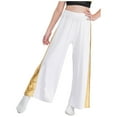 thumbnail image 3 of Hansber Kids Girls Wide-Leg Liturgical Palazzo Pants Celebration of Spirit Praise Dance Pants Baggy Trousers White 12, 3 of 7