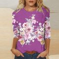 thumbnail image 2 of Blusas de Manga Corta para las Mujeres Pascua Impresa Suelta de Tres Cuartos de Manga Superior, Blusas para las Mujeres Casual, 2 of 4