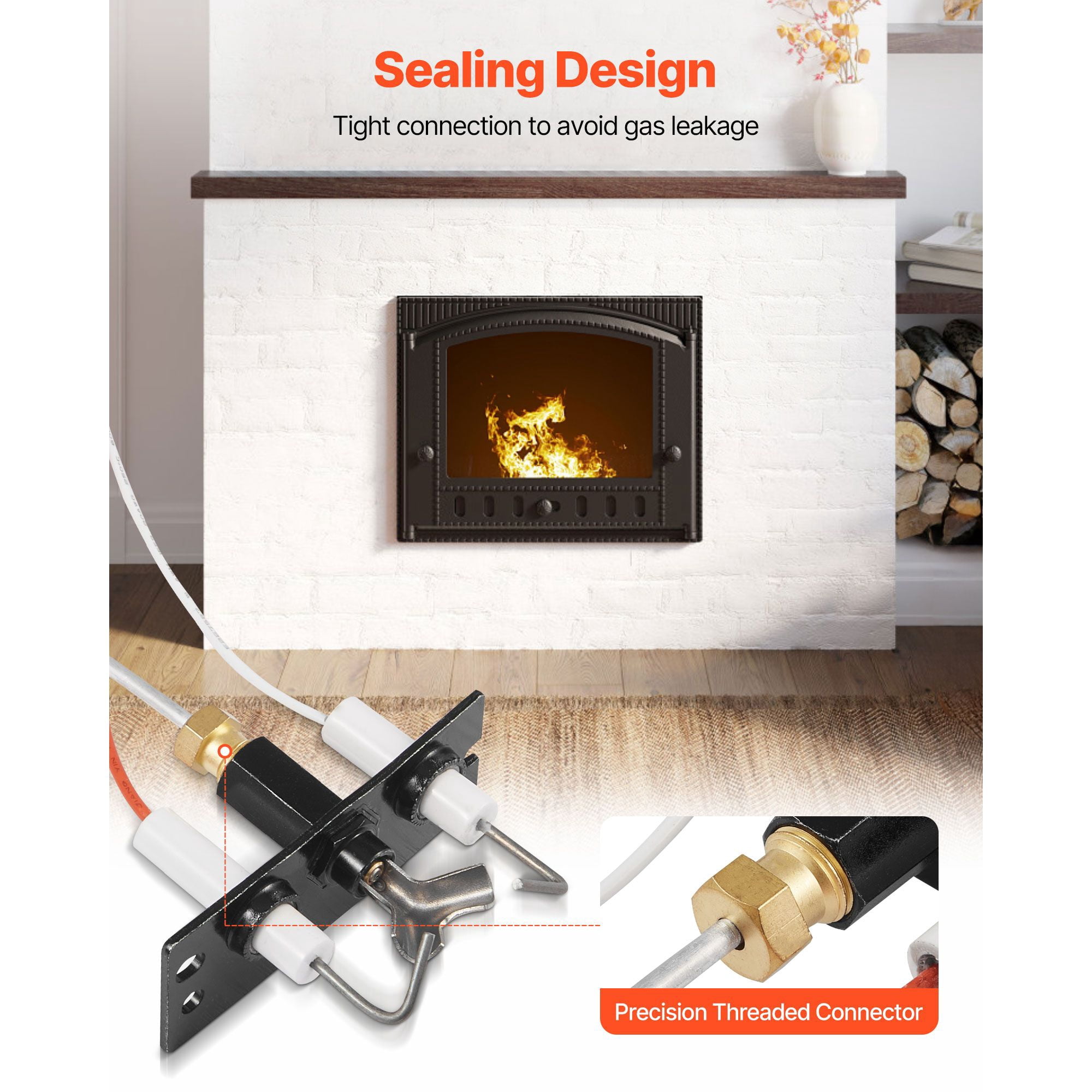 Natural Gas Fireplace Pilot Assembly, Three 24in Parts Pilot Tube Ignitor Sensor, Sealed Joints OEM Replacement for Gas Fireplace Heating