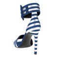 thumbnail image 4 of FSJ Women Fashion Round Open Toe Stripes Strappy Sandals Stiletto High Heel Ankle Strap Buckle Wedding Party Pumps Shoes Size 7 Blue, 4 of 5