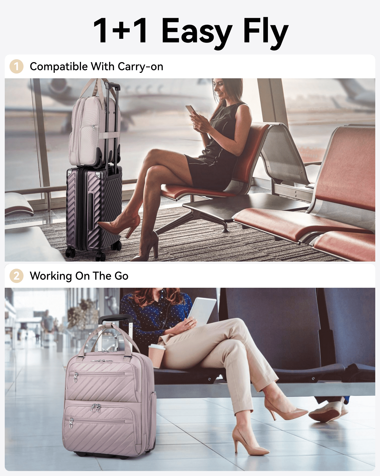 YOETEY Underseat Carry on Luggage - Softside Lightweight Suitcase with Wheels for Adult Trip 16 inch