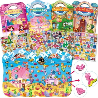Kalysky Dress Up Sticker Books for Girls Ages 2-8, 4 Pack Puffy Stickers Set