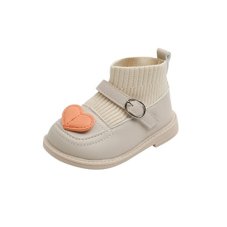 

Lacyhop Girls Uniform Non-Slip Dress Bootie Casual Pull On Sock Boot Breathable Knit Beige 6.5C