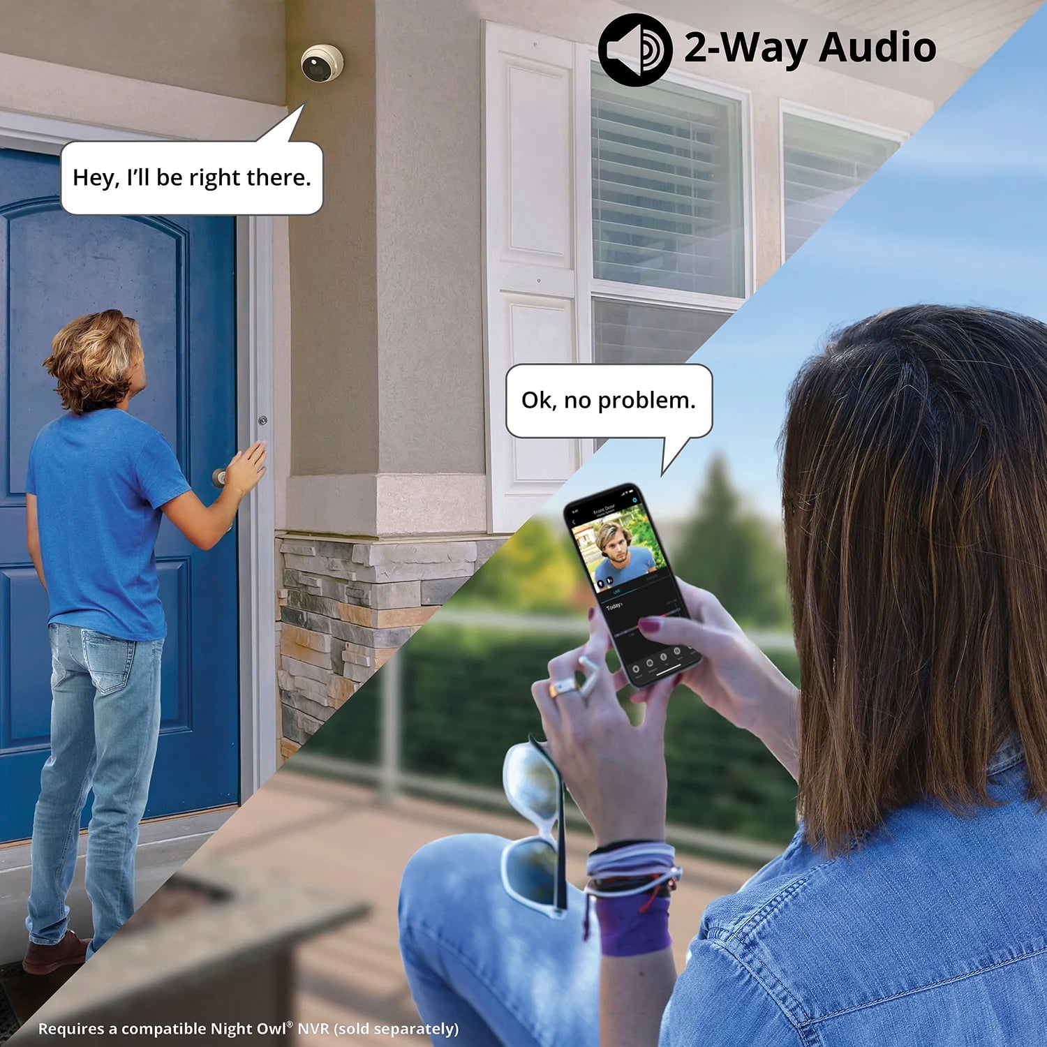 Night Owl Add on Wired IP 4K Deterrence Dome Camera with 2-Way Audio - White Pack