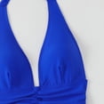 thumbnail image 6 of Xdegoge One Piece Swimsuits for Women Halter Plunge V Neck Ruched Front Tummy Control High Cut Modest Bathing Suits Beachwear Summer Pool Vacation, 6 of 7