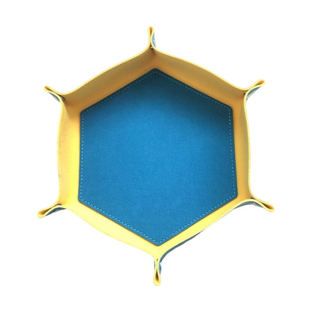 Bandeja hexagonal para dados, alfombrilla para dados PU, plegable portátil de , tamaño más grande Azul amarillo Gloria Bandeja de dados hexagonal