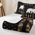 thumbnail image 4 of Manfei Vintage Bear Quilt King, Camouflage Branches Leaf King Coverlet Set, Black Dark Brown, Black Reversible, 3pcs, 1 Bedspread and 2 Pillowcases, 4 of 7
