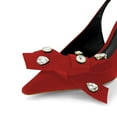 thumbnail image 3 of FSJ Women Fashion Bowknot Studded Crystals Pointy Closed Toe Slingback Pumps Chain High Heels Slip On Sandals Wedding Party Shoes Size 8.5 Red, 3 of 5