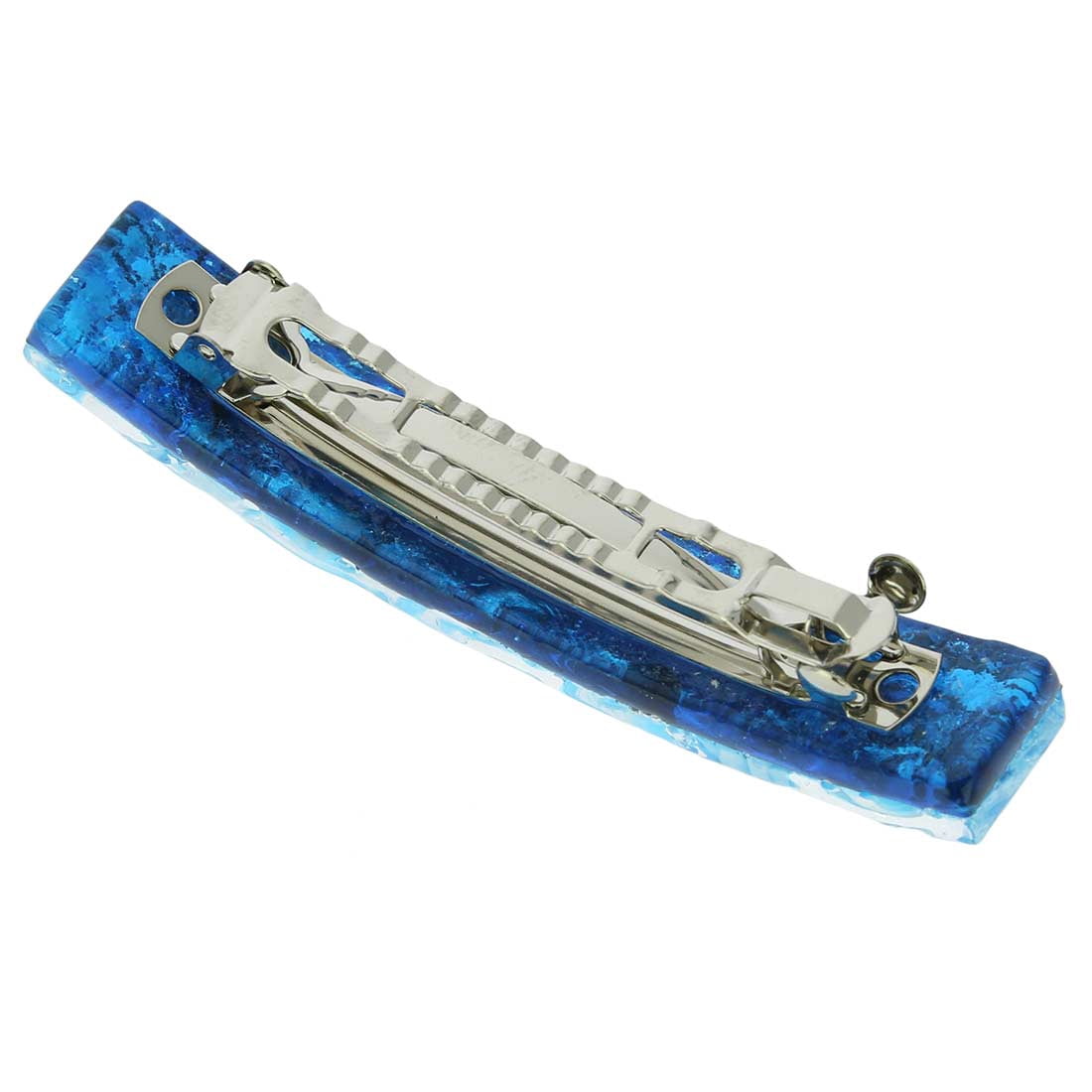 GlassOfVenice Murano Glass Venetian Reflections Hair Clip - Aqua Silver