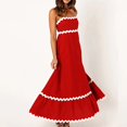 thumbnail image 4 of WTXUE Robes Maxi en Liquidation, Robe Nuisette Sans Manches Élégante à Encolure Carrée, Femmes 2024 Été Robe Longue Fluide à Étages Type Camisole Unie Vestidos Casuales Para Mujer Verano Maxi Women, Rouge+l(US:10-12), 4 of 9