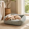 thumbnail image 6 of Small Dog Bed Raised Edges Non-Slip Plush Calming Cushion Light Gray 50x45x15cm, 6 of 7