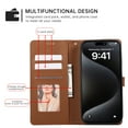 thumbnail image 2 of Dteck for iPhone 13 Pro Flip Wallet Case,Magnetic Leather Card Slots Pattern Case Shockproof TPU Kickstand Full Body Protection Cover with Wrist Strap for iPhone 13 Pro,Brown, 2 of 9