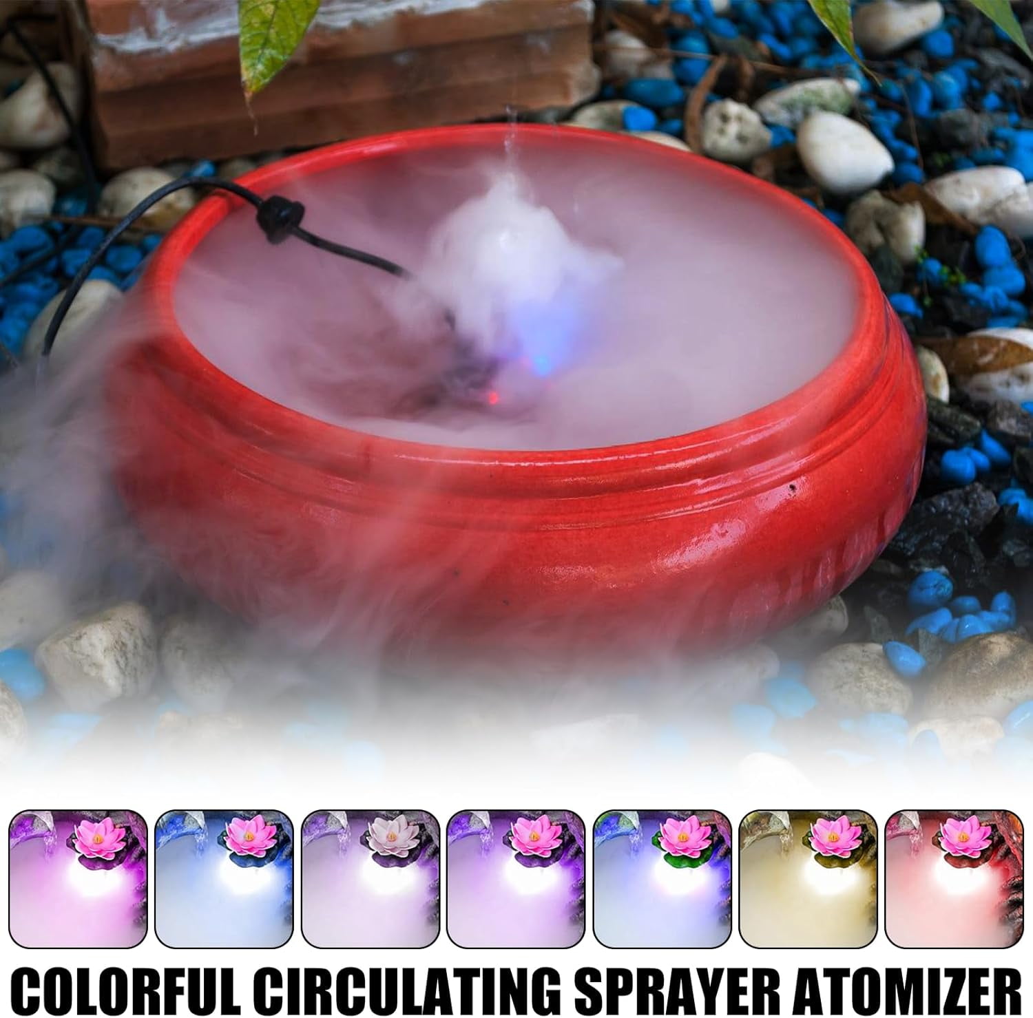 SONGAUN 24V Ultrasonic Mist Maker Fogger Halloween Witch Light with Power Adapter, 12 LED Mister Fogger, Ultrasonic Mist Maker Set, Mini Mist Maker,Mini Fog Atomizer, Pond Fog Atomizer (UK Plug)