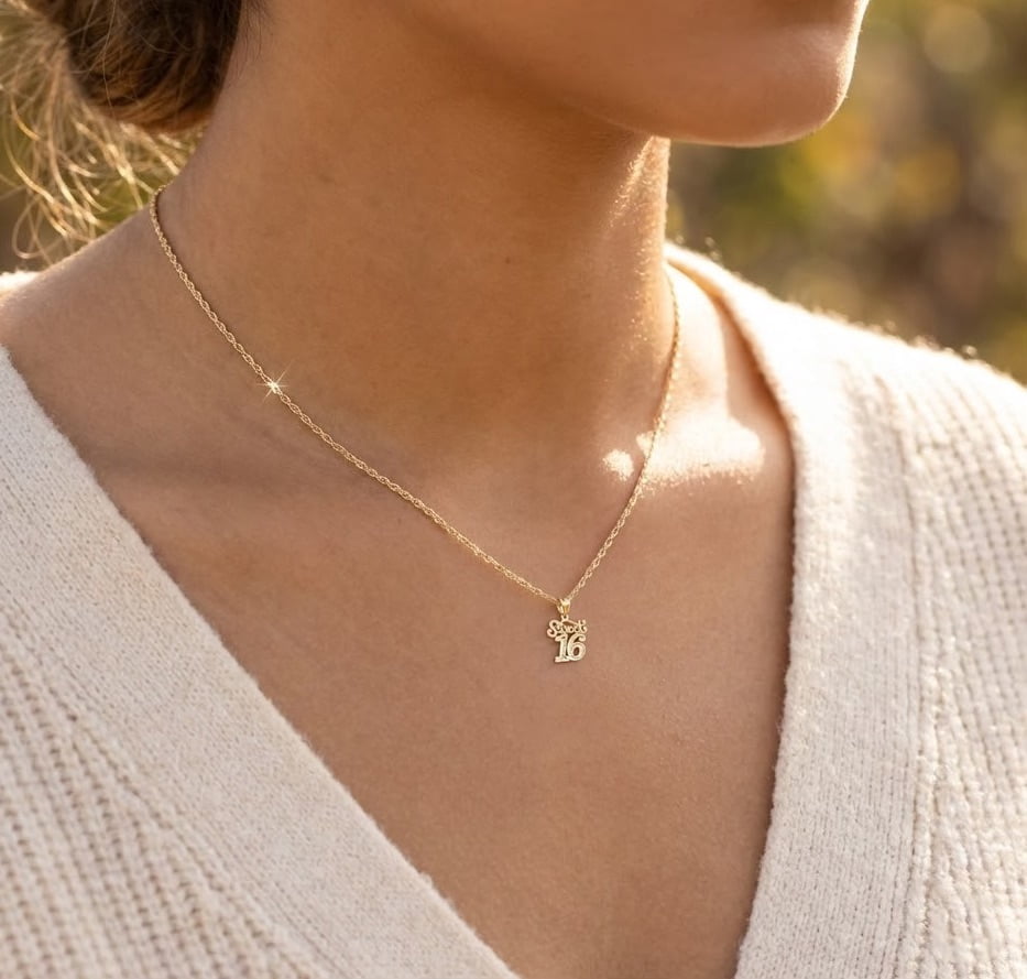 Charm America - Gold Sweet 16 Charm - 10 Karat Solid Gold