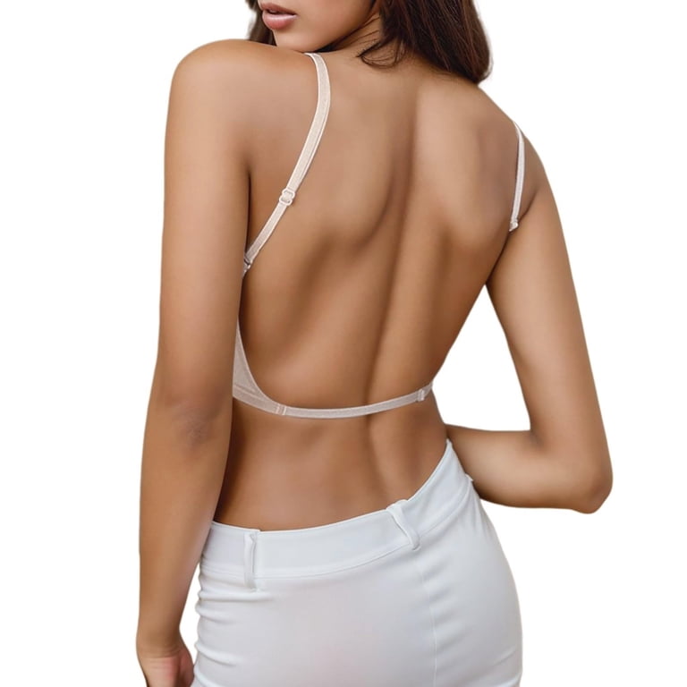 bra for backless v neck dress Women,Low Back Bra,Halter Bra,Bra for Backless Padded Low Cut Seamless Criss-Cross Multiway Convertible Bras Invisible Full Coverage Wireless Straps Comfort Bra White L Size:XS/S modern and breathable Model: IMAGE NOT UPLOADED Backless Bra for Women,Low