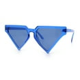 thumbnail image 4 of Retro Fun Flat Top High Temple Triangle Thin Plastic Horn Rim Sunglasses All Blue, 4 of 8